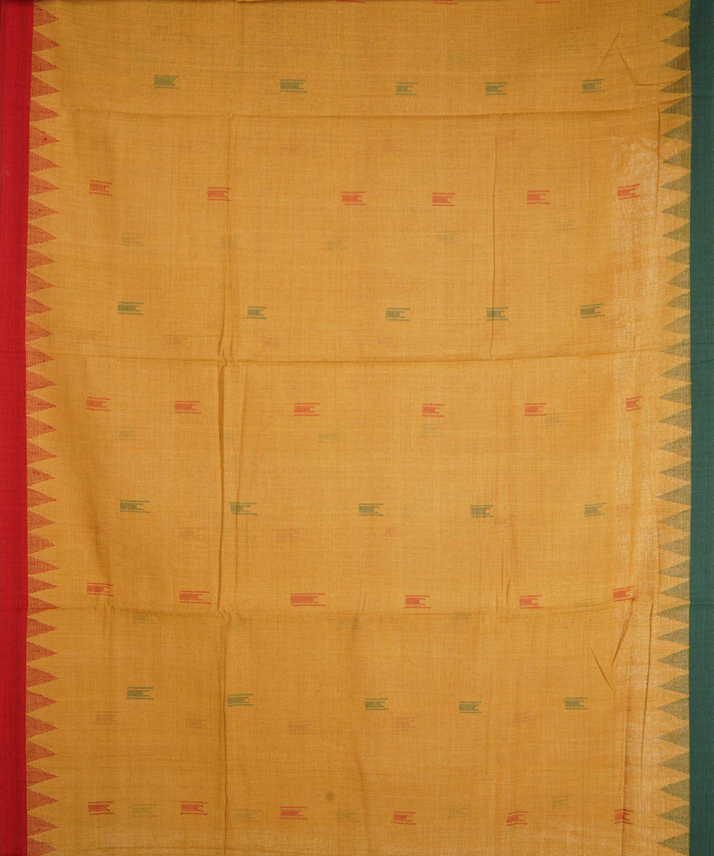 Yellow cotton handwoven natural dyed srikakulam kuppadam jamdani saree