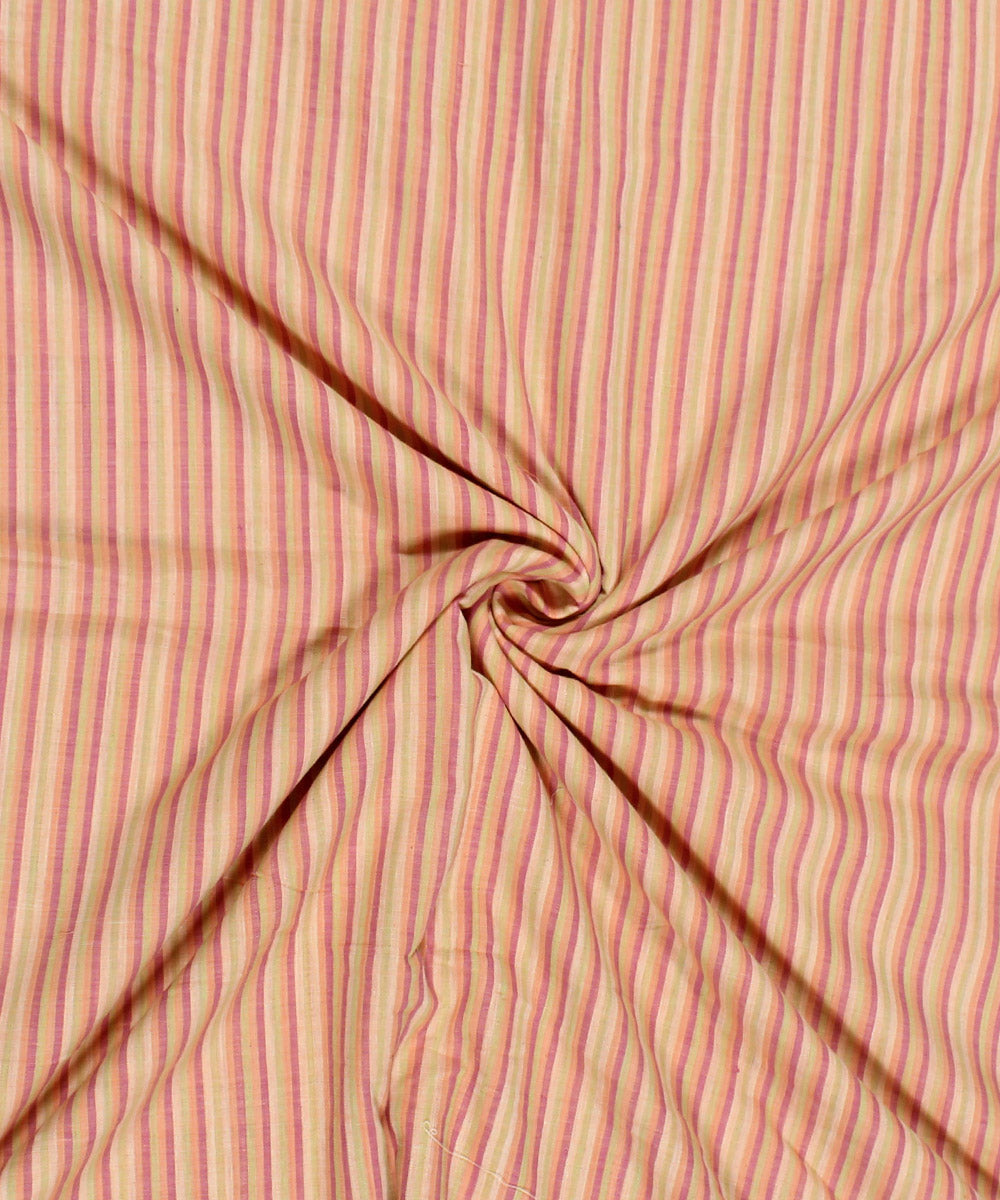 Multicolor stripe handspun handwoven cotton fabric