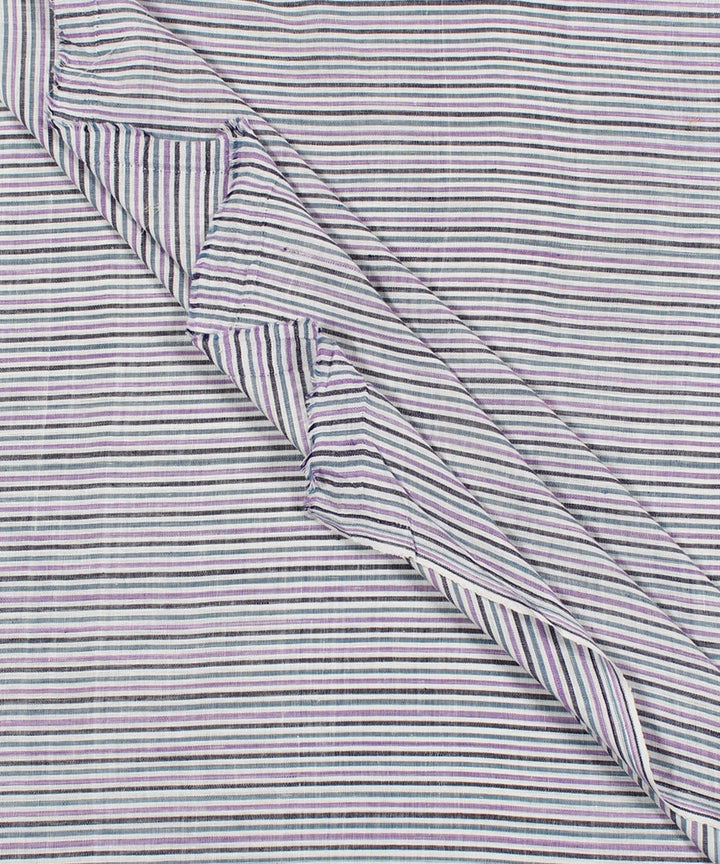 Multi colour stripe handspun handwoven cotton fabric