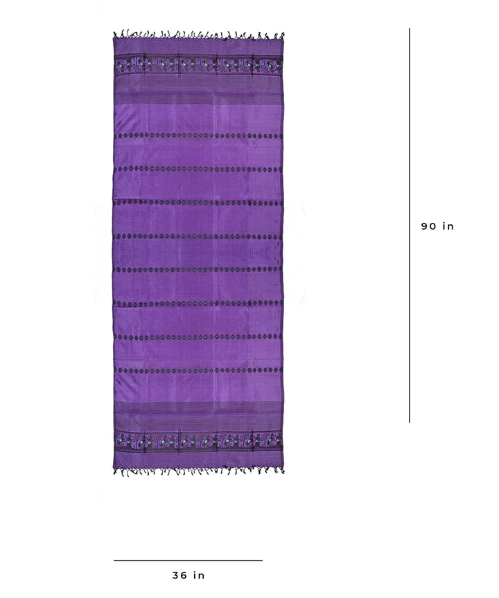 Purple handwoven silk baluchari dupatta