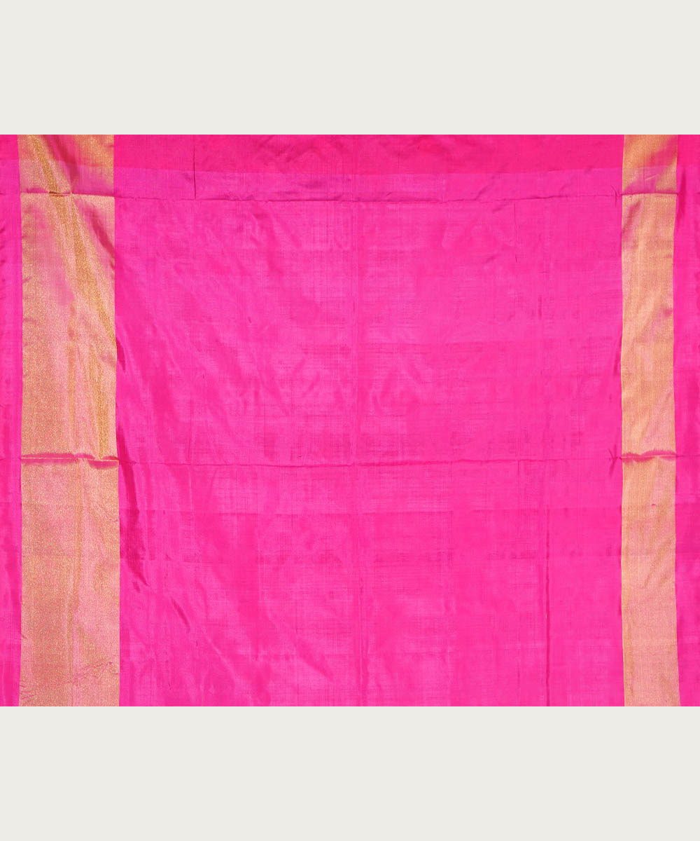 Lime green pink silk handwoven ikat pochampally saree