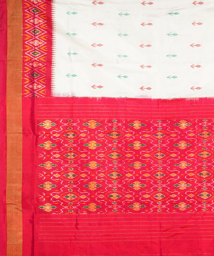 White red silk handwoven ikat pochampally saree