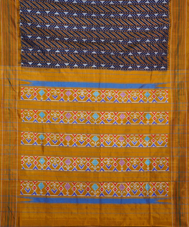 Black mustard silk handwoven ikat pochampally saree