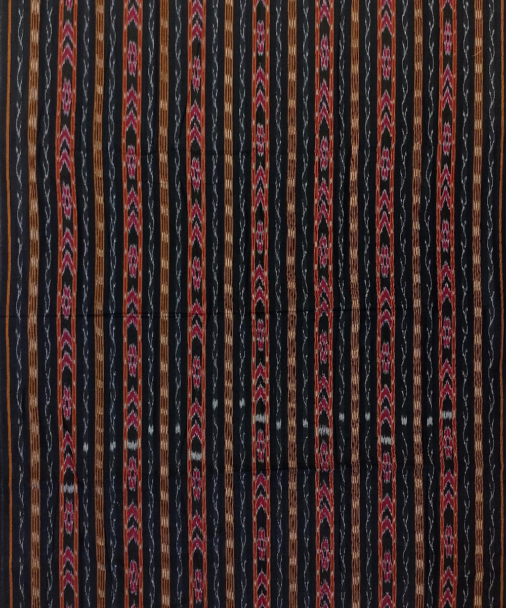 Black red handwoven cotton nuapatna fabric