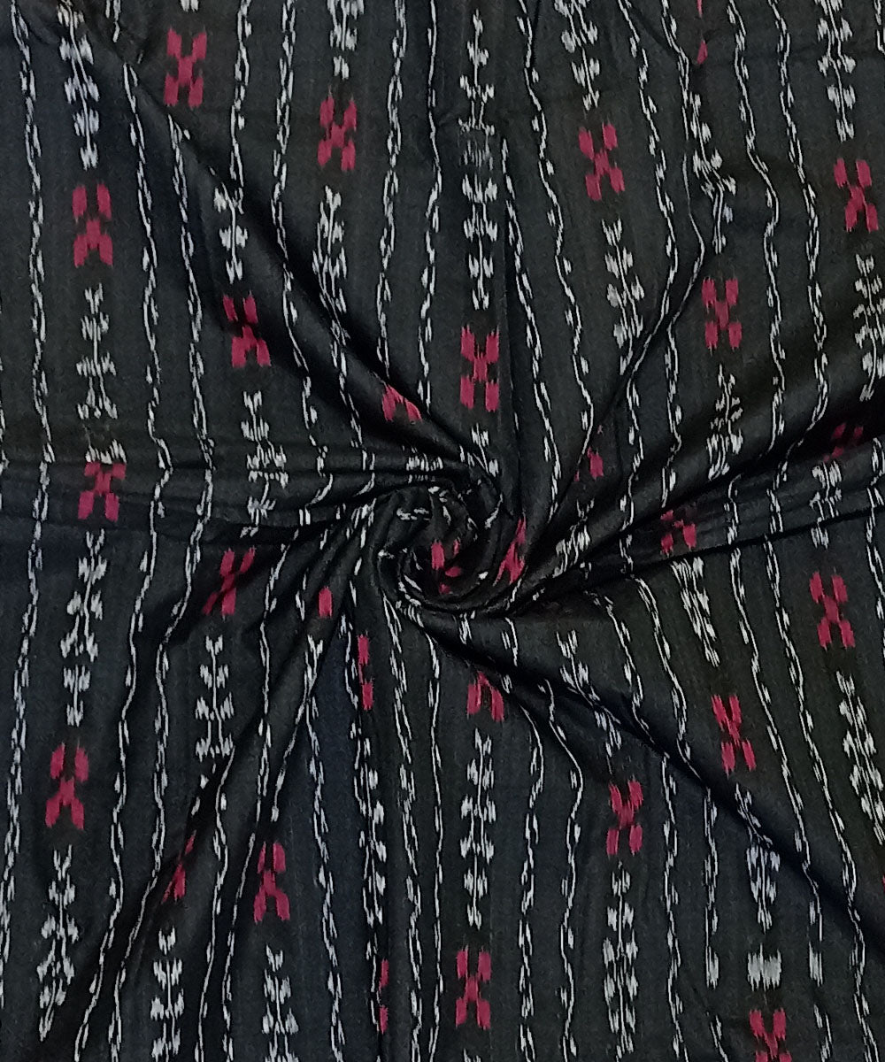 Black red hand woven cotton nuapatna fabric