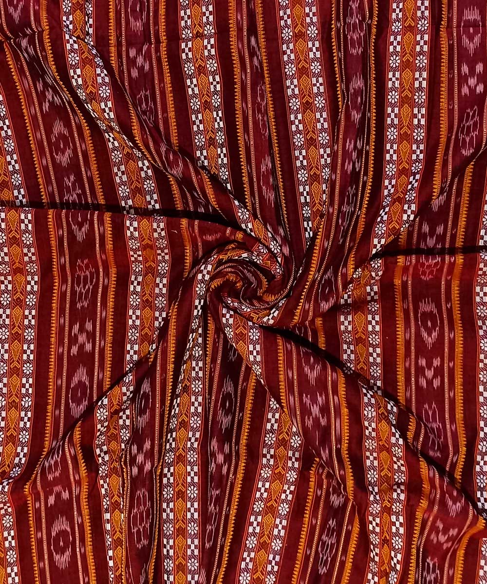 Maroon hand woven cotton nuapatna fabric