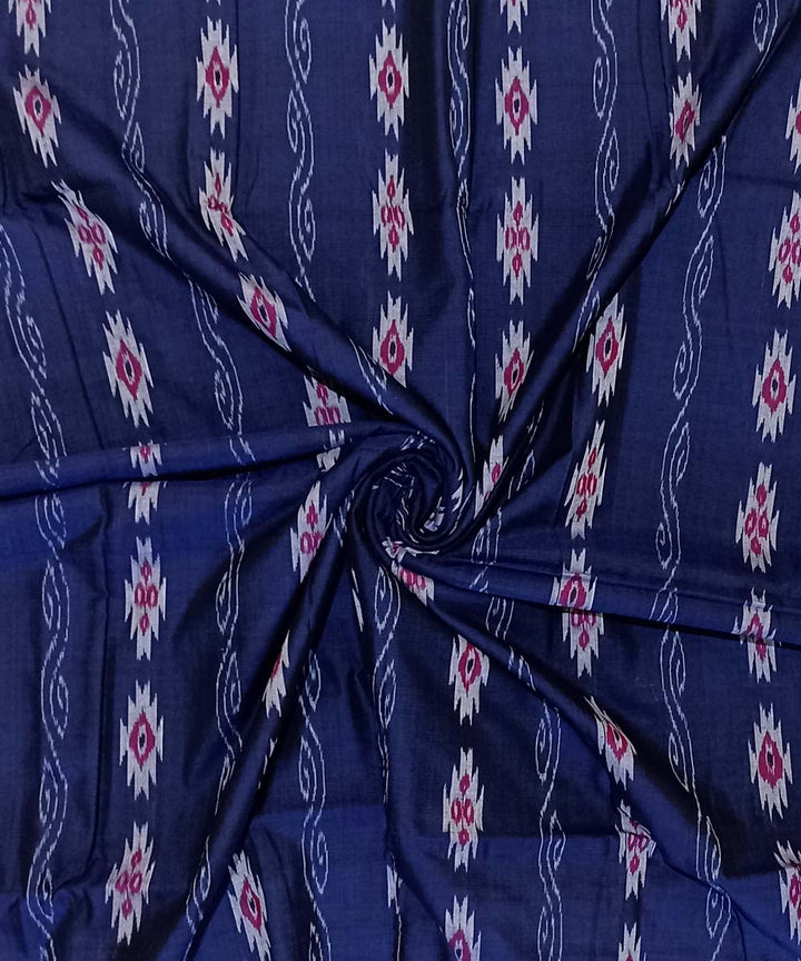 Navy blue handloom cotton nuapatna fabric
