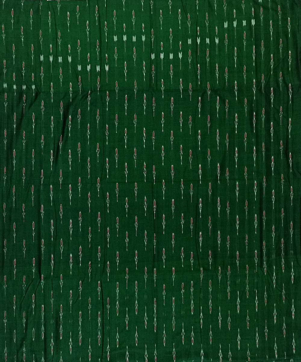 Dark green hand loom cotton nuapatna fabric