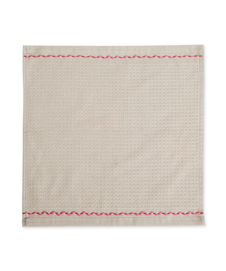 Beige pink hand embroidered cotton bathing towel