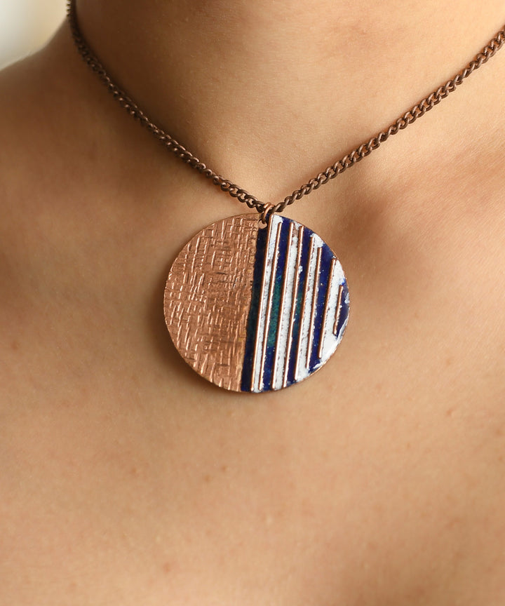 Navyblue handcrafted copper enamel necklace