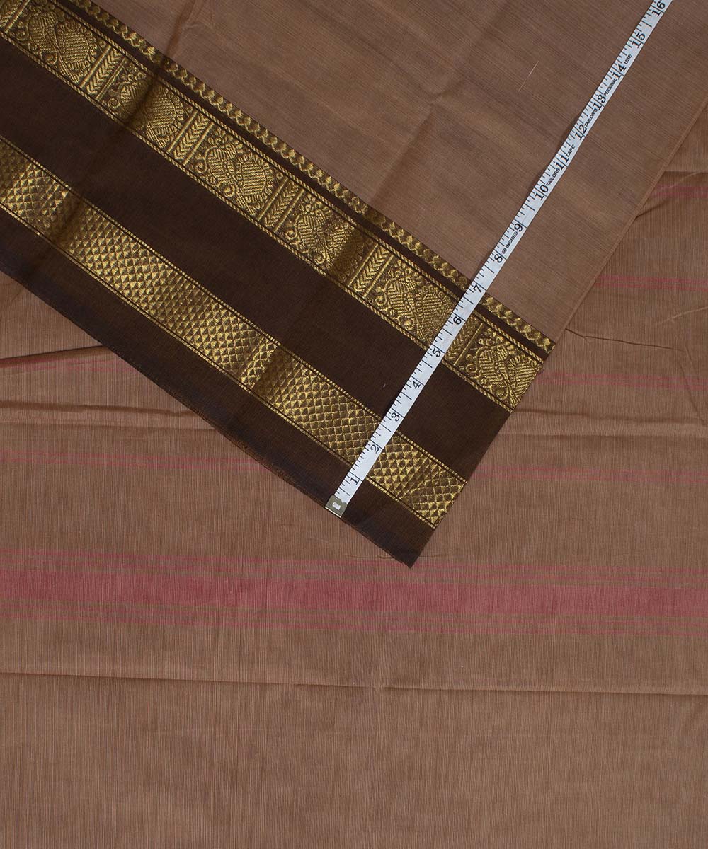 Beige handwoven tamilnadu chettinadu cotton saree