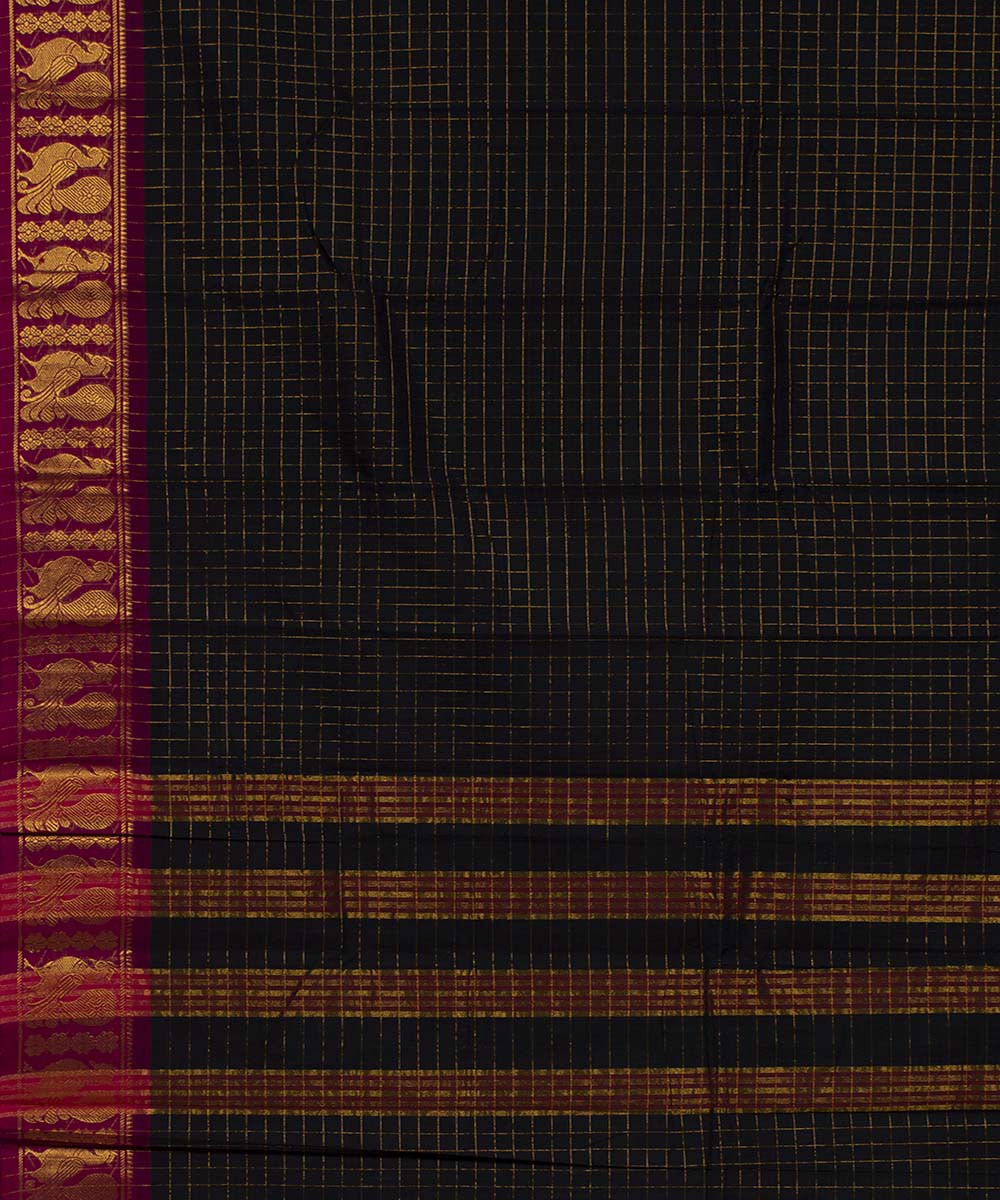 Black handwoven tamilnadu chettinadu cotton saree