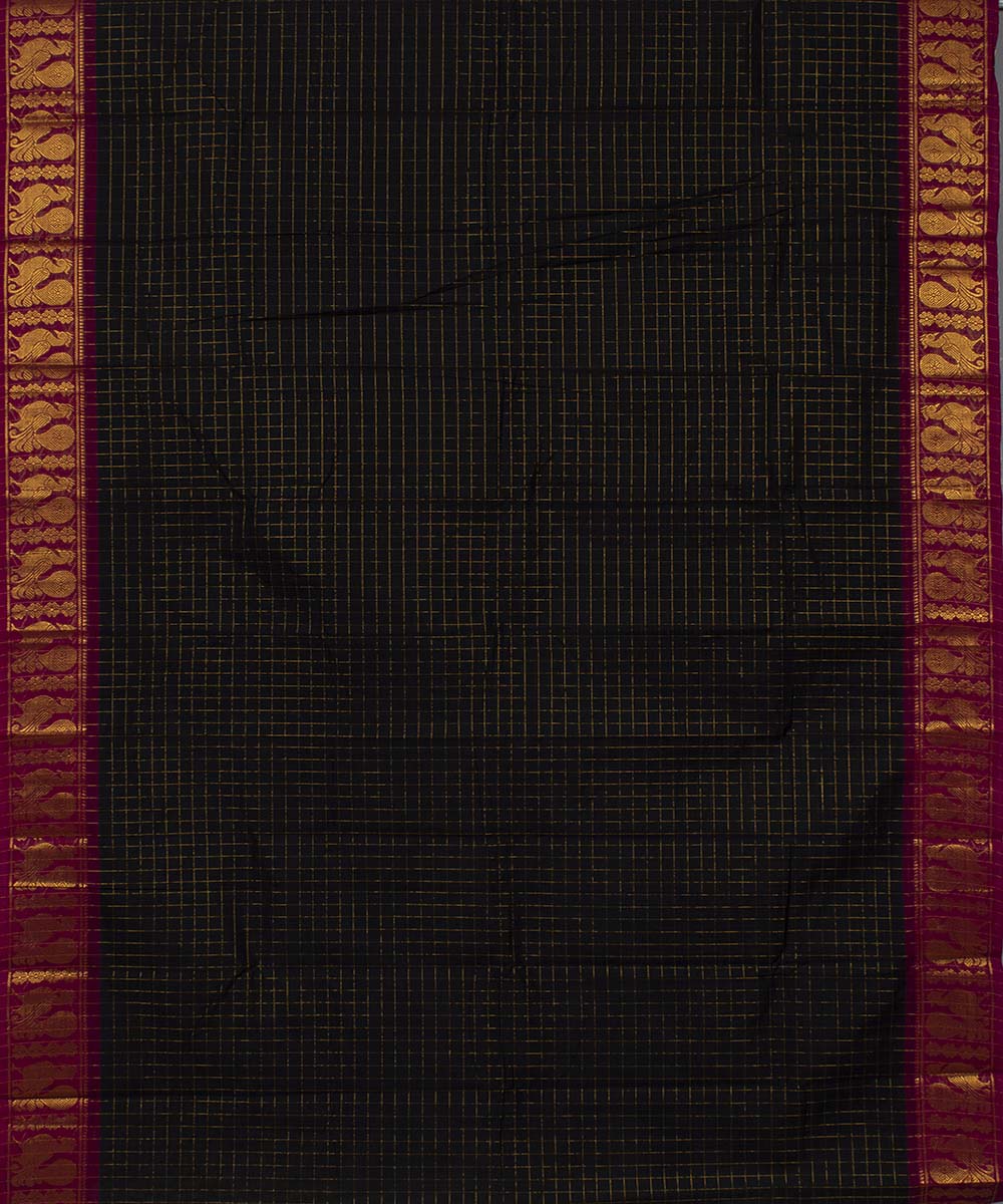 Black handwoven tamilnadu chettinadu cotton saree