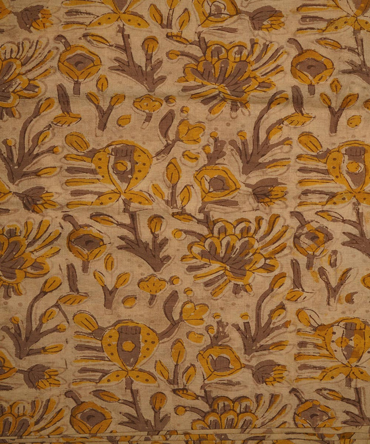 2.5m Yellow handblock print cotton sanganeri kurta material