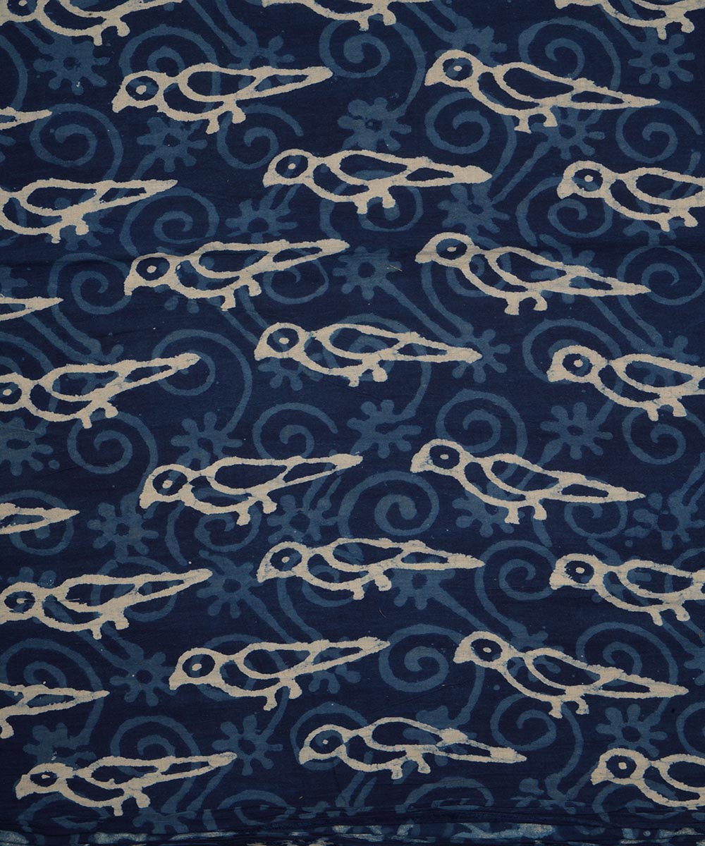 2.5 m Dark blue hand block print cotton sanganeri kurta material