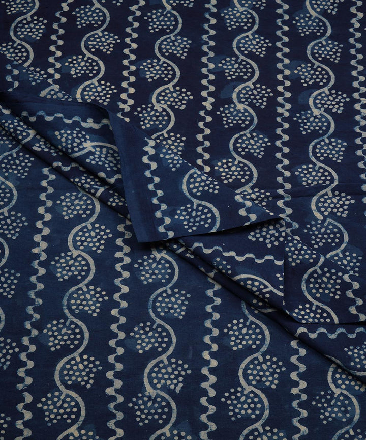 2.5m Dark blue hand block print cotton sanganeri kurta material