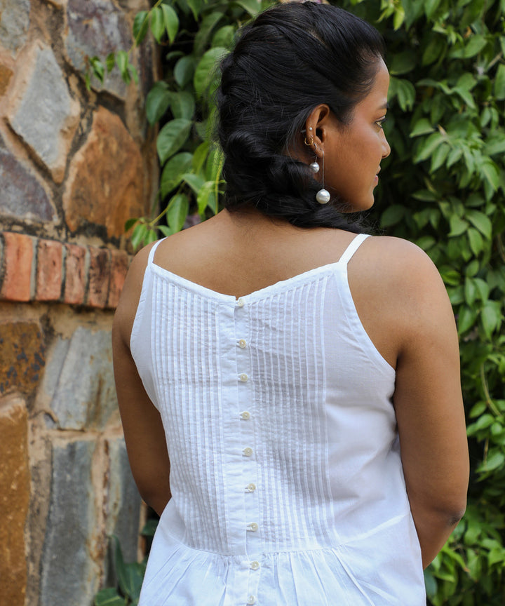 Rangsutra ishanvi chikankari embroidered strappy top with pintucks