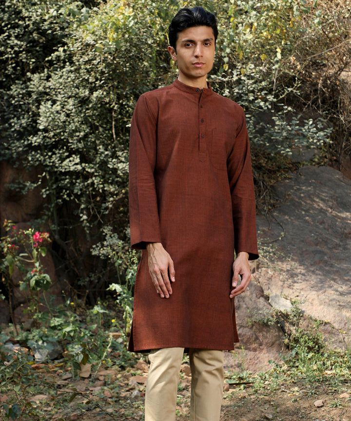 Ronin maroon handcrafted cotton long kurta