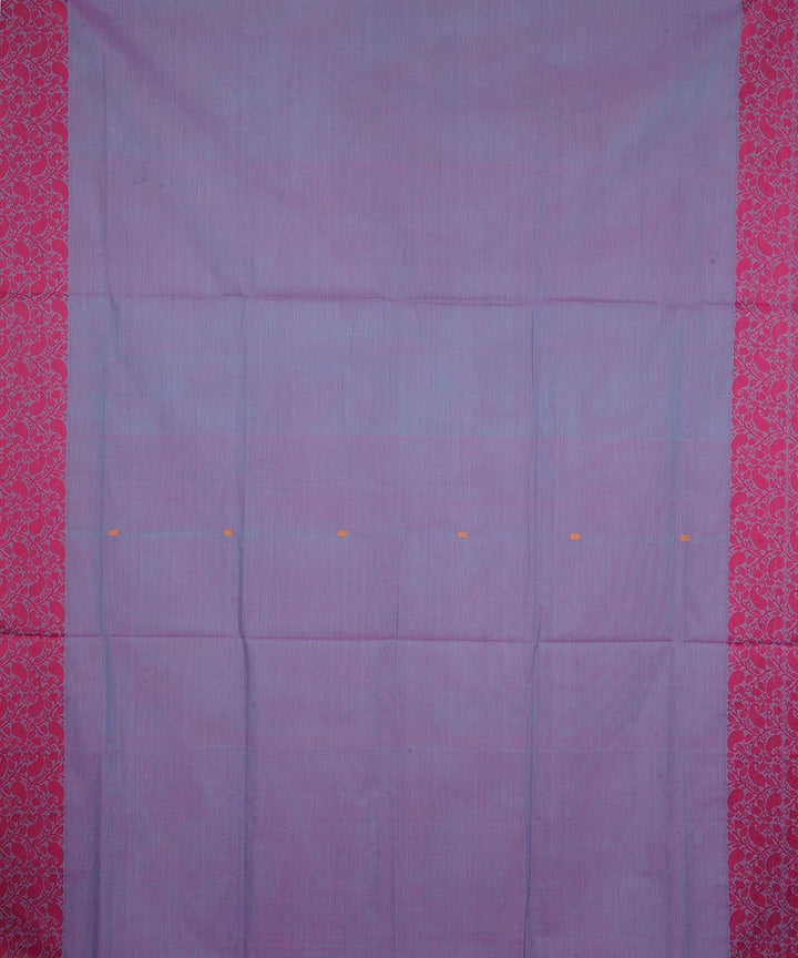 Slate blue magenta border cotton venkatagiri handwoven saree