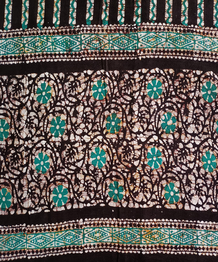 3pc Green brown handspun handwoven cotton batik dress material