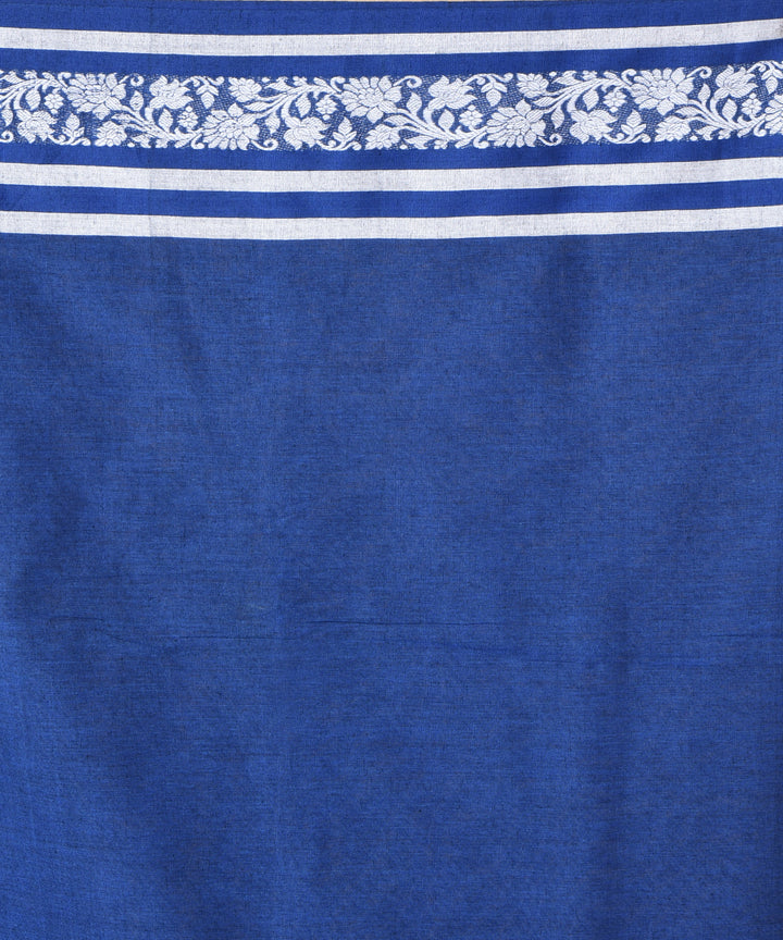 Ink blue offwhite cotton handwoven jamdani saree