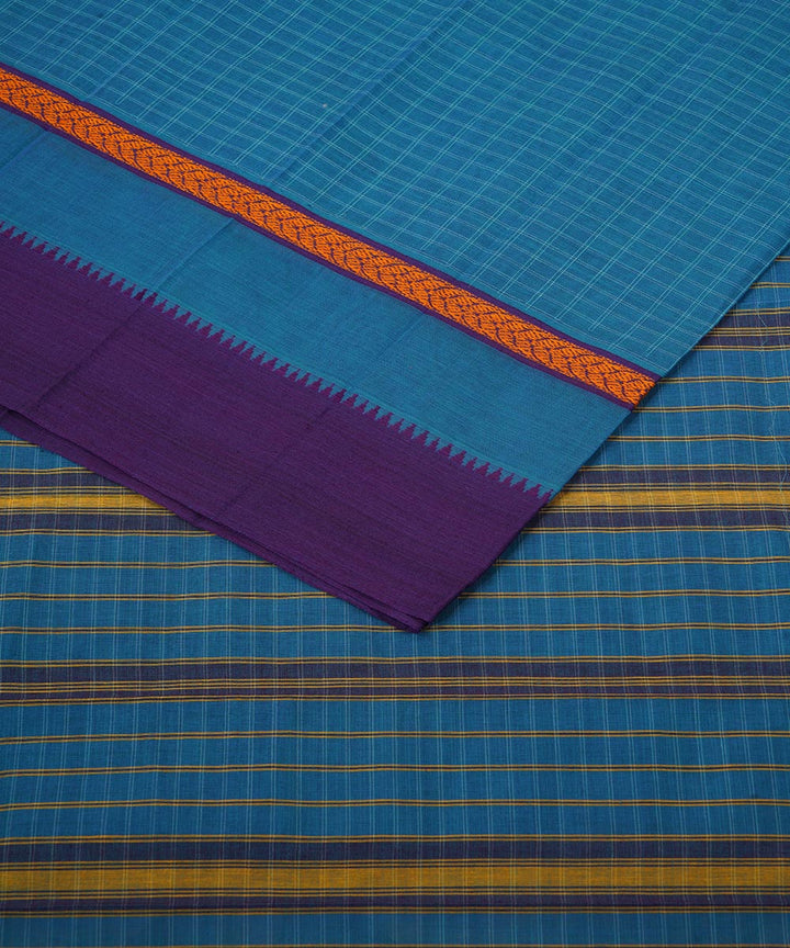 Sky blue cotton handwoven narayanapet saree