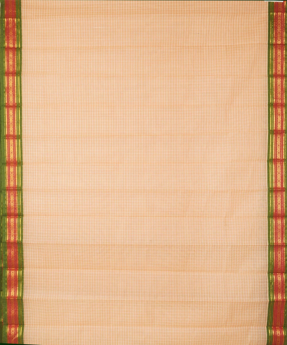 Beige cotton handwoven narayanapet saree