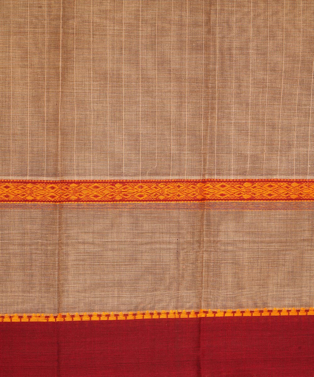 Pale brown cotton handwoven narayanapet saree