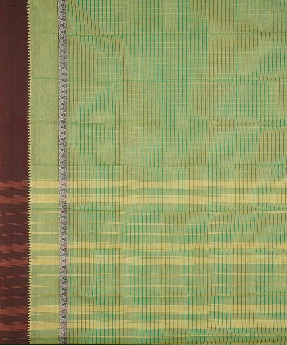 Pale green double color cotton handwoven narayanapet saree