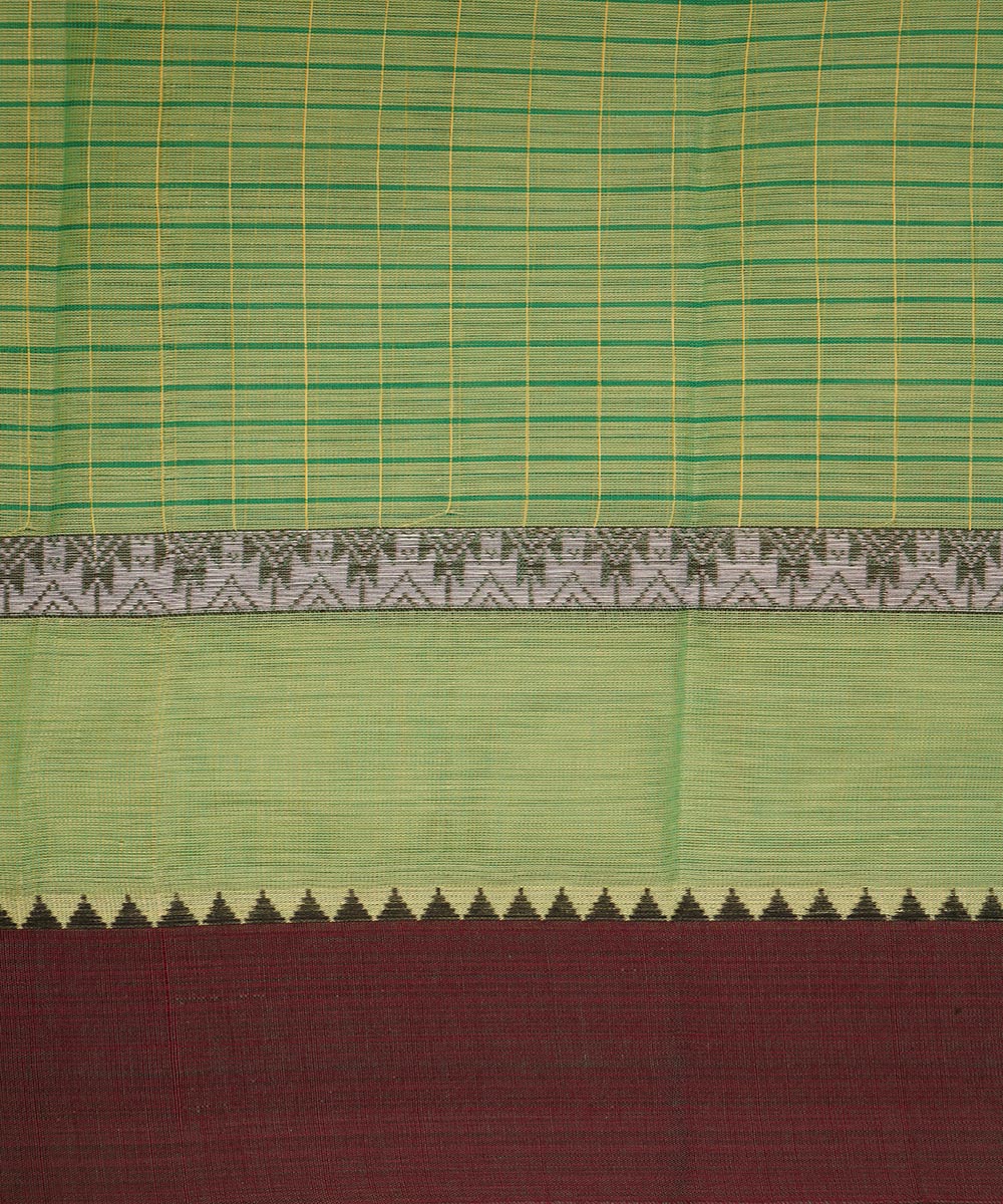 Pale green double color cotton handwoven narayanapet saree