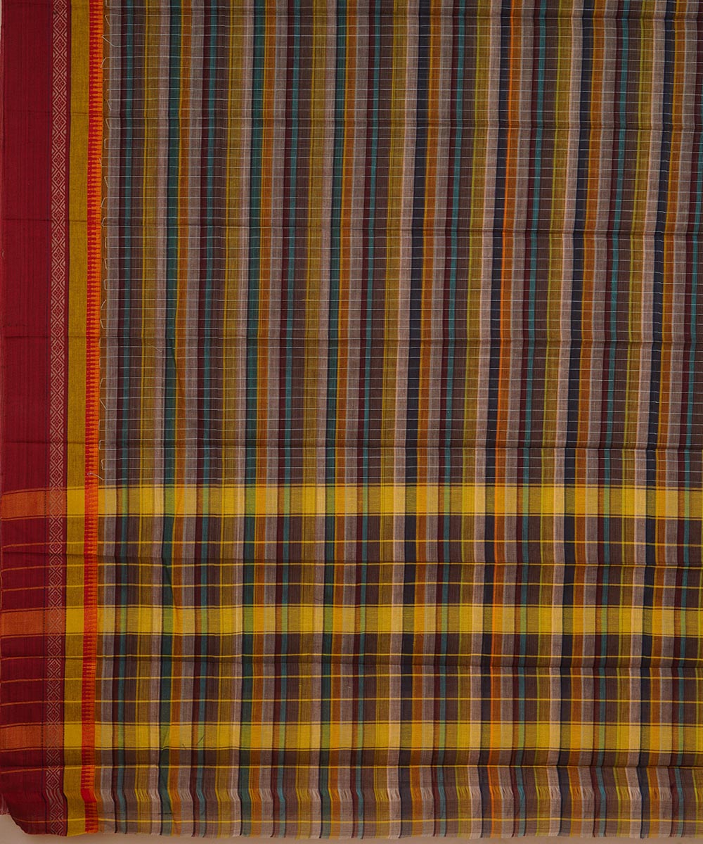 Multicolor striped cotton handwoven narayanapet saree