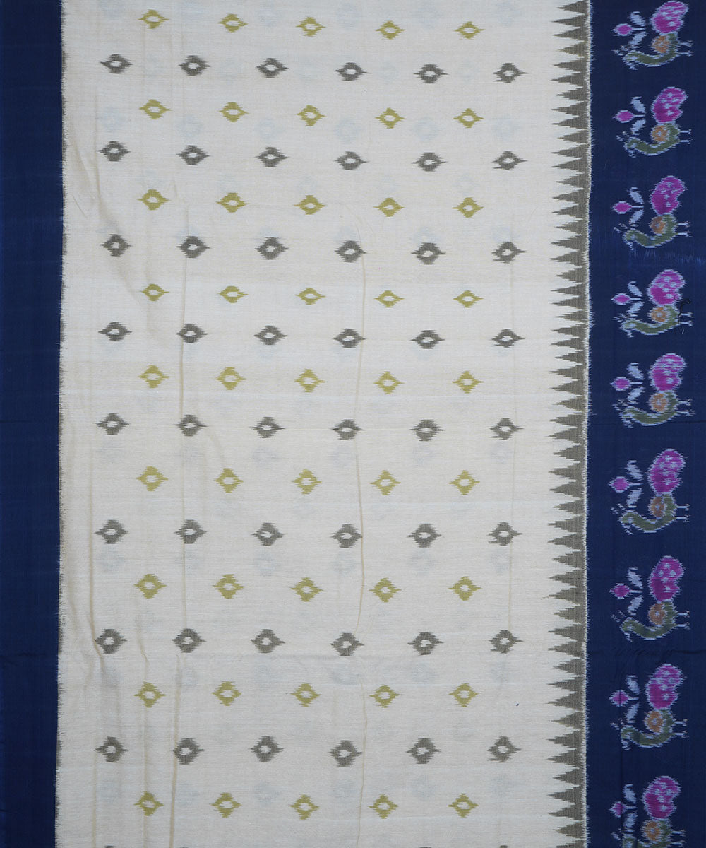Beige cotton pochampally ikkat saree