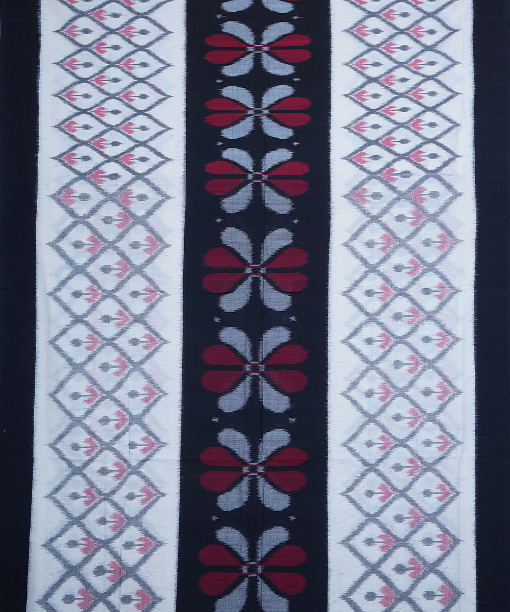 Black white and maroon cotton pochampally ikkat saree