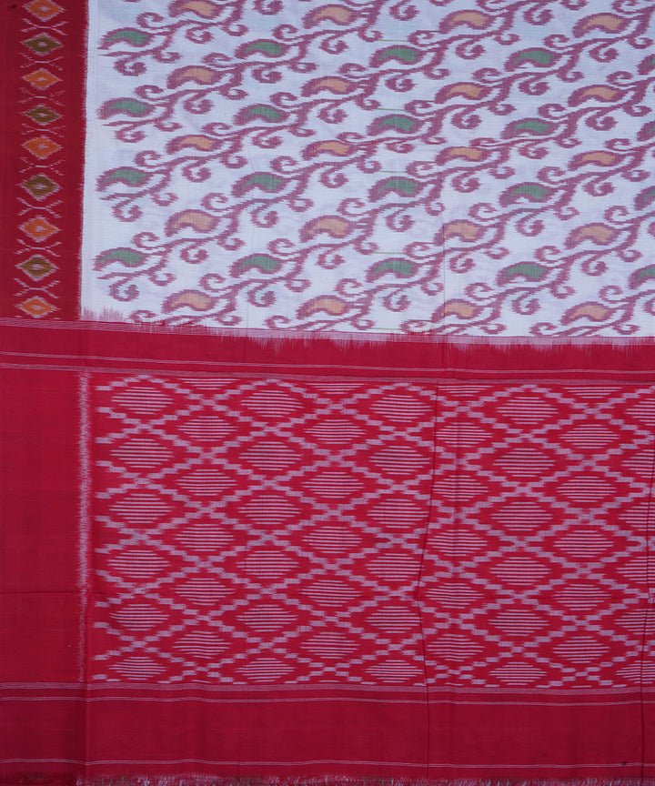 White red cotton pochampally ikkat saree