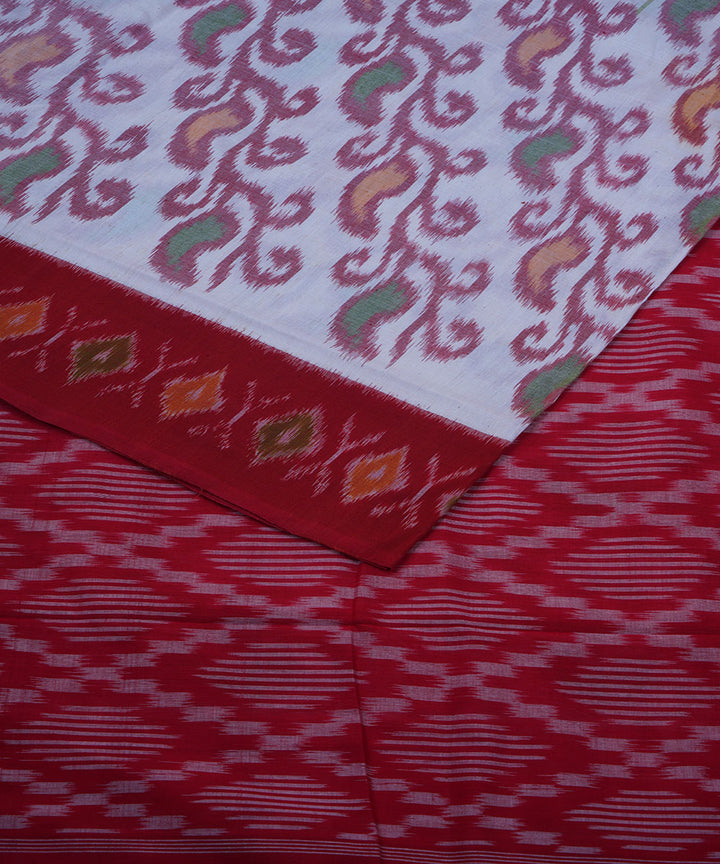 White red cotton pochampally ikkat saree
