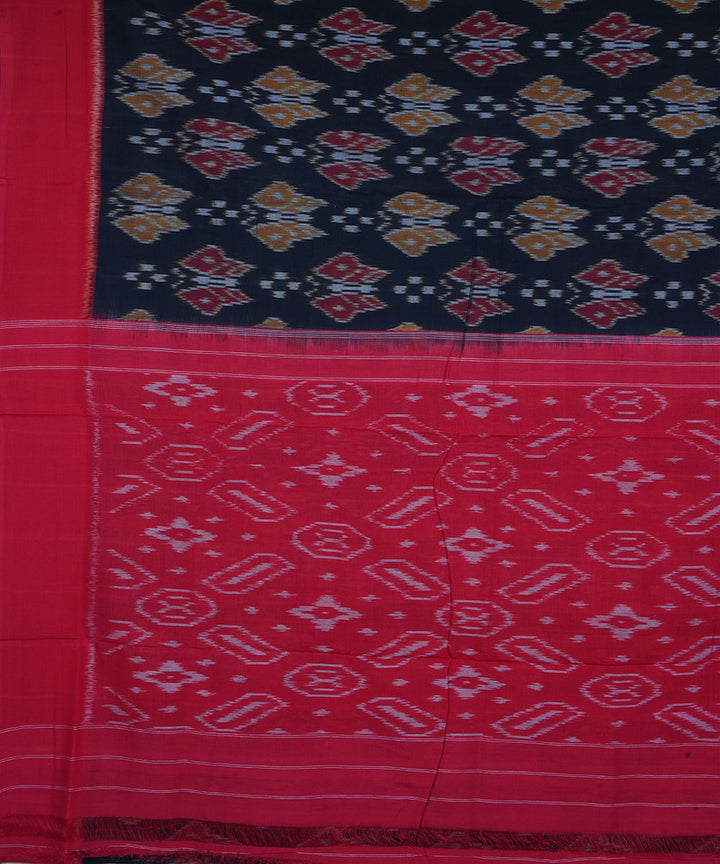 Black red cotton pochampally ikkat saree