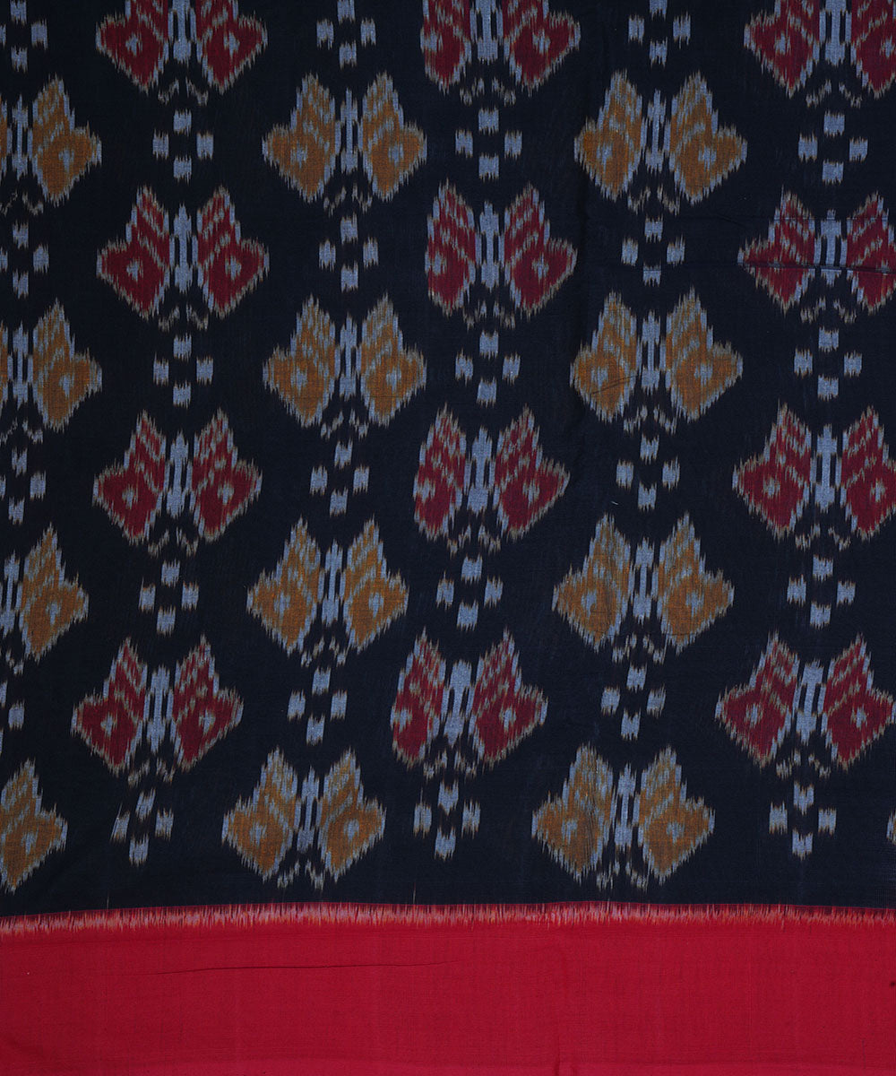 Black red cotton pochampally ikkat saree