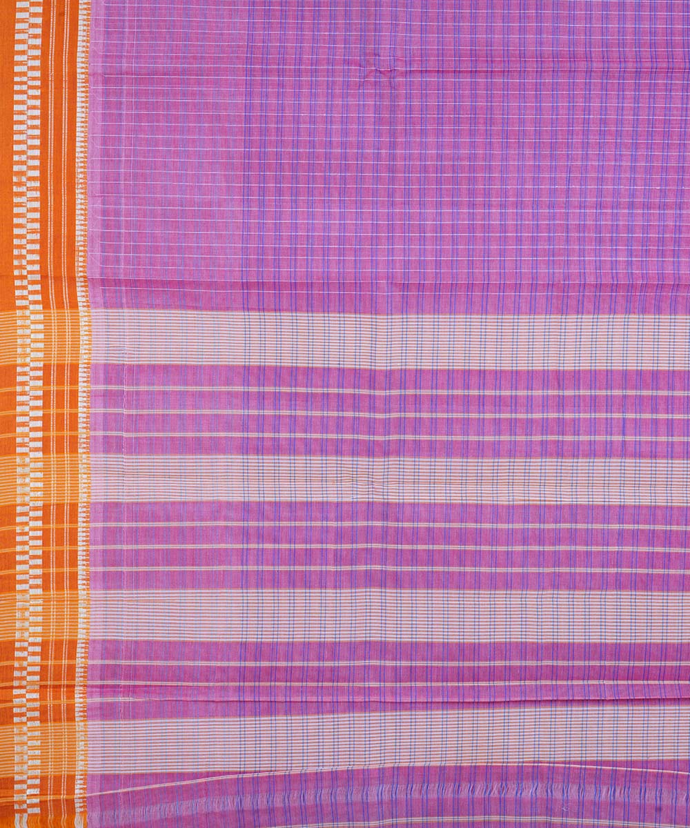 Light purple and orange handloom cotton narayanapet saree