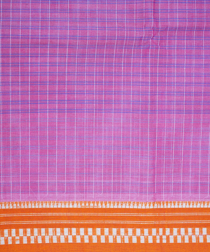 Light purple and orange handloom cotton narayanapet saree
