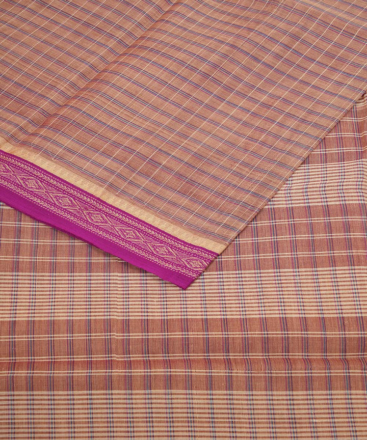 Peach handloom cotton narayanapet saree