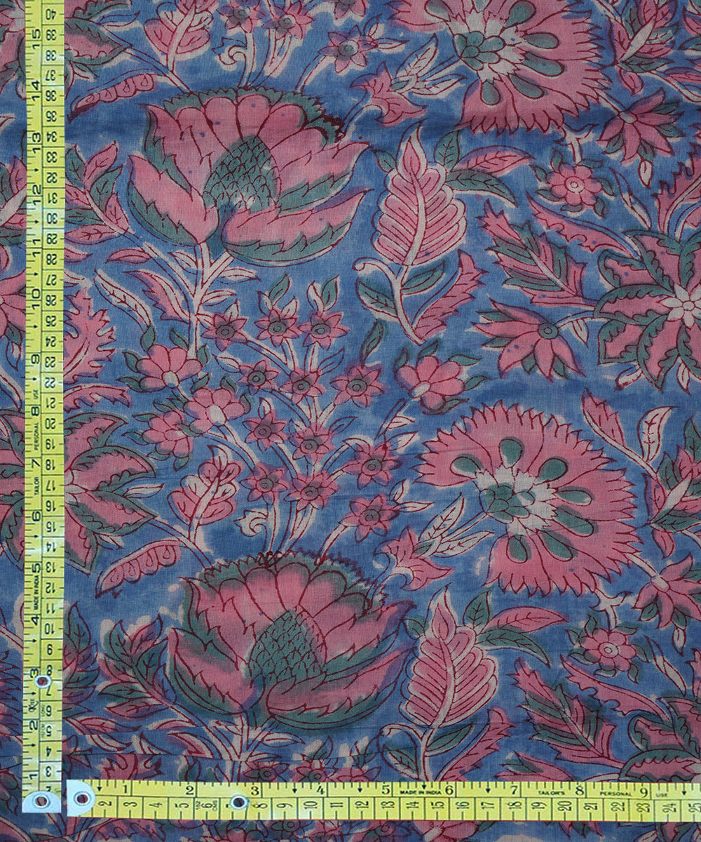 2.5m Blue handblock print cotton sanganeri kurta material