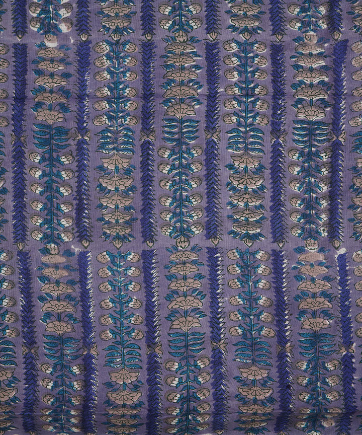2.5m Purple hand block print cotton sanganeri kurta material
