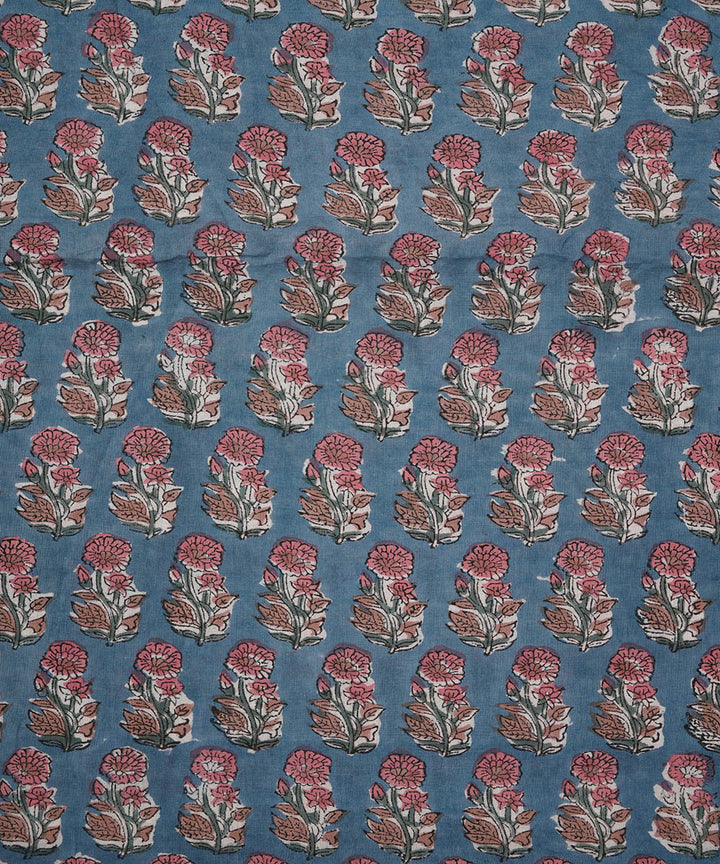2.5 m Blue hand block print cotton sanganeri kurta material