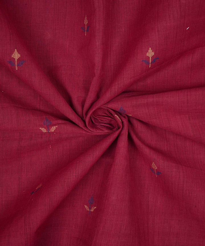 Red hand spun handwoven cotton srikakulam jamdani fabric