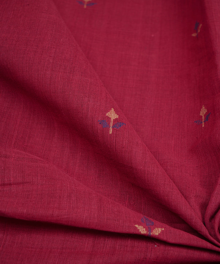 Red hand spun handwoven cotton srikakulam jamdani fabric
