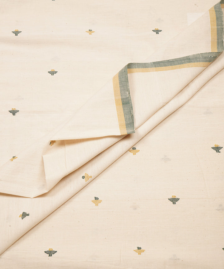 White hand spun handwoven cotton srikakulam jamdani fabric