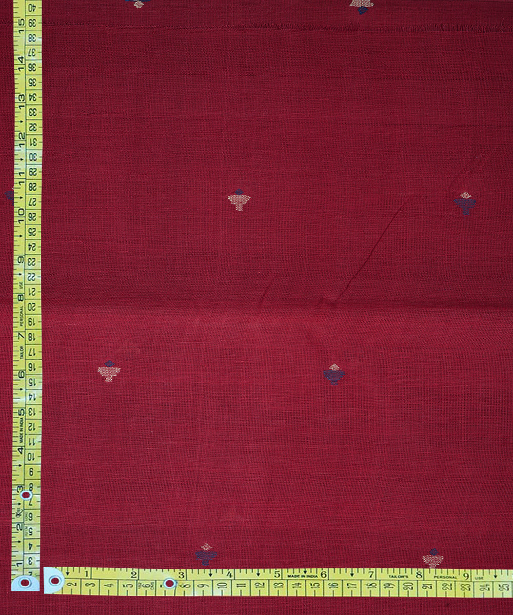Red hand spun handloom cotton srikakulam jamdani fabric