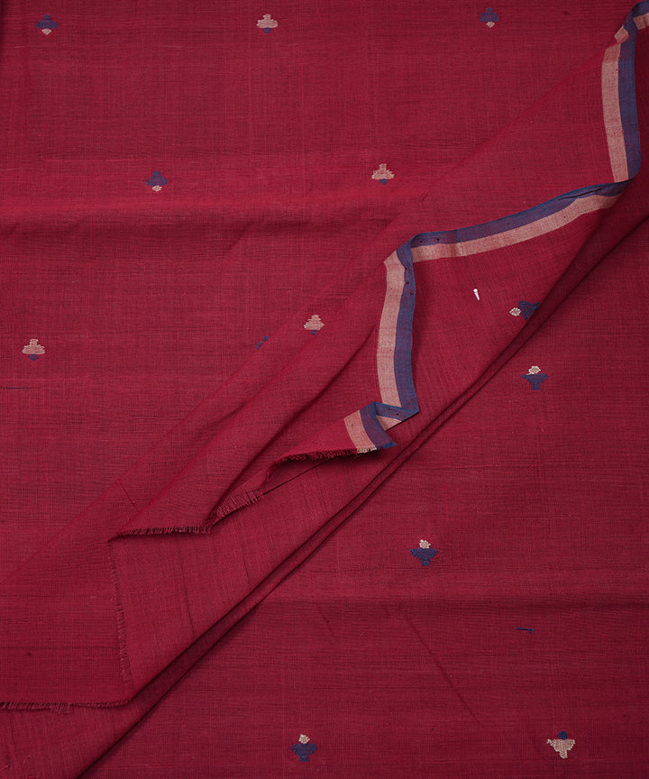 Red hand spun handloom cotton srikakulam jamdani fabric