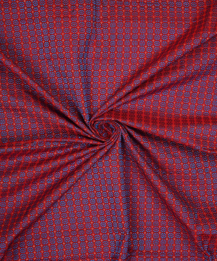 3m Blue red handwoven cotton art silk khana kurta material