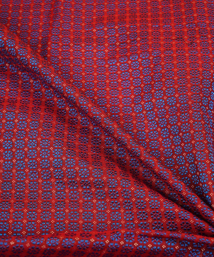 3m Blue red handwoven cotton art silk khana kurta material